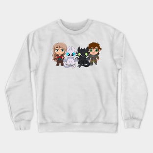 How to train your dragon fanart, Toothless and Hiccup, Astrid and Light Fury, Httyd Crewneck Sweatshirt